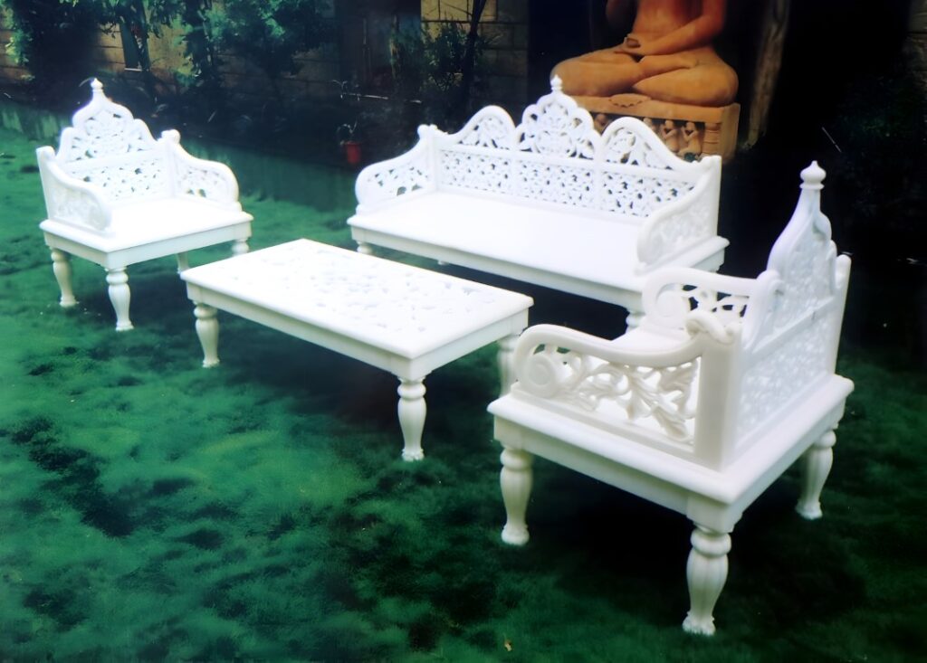 A picture showcasing Marble Al Fresco Furniture Carving by White Marbles